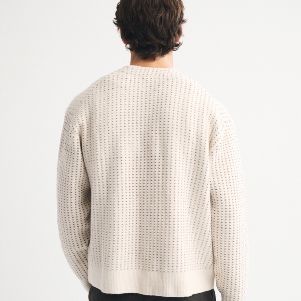 Men's Abercrombie & Fitch Textured Cardigan, Cream, Large, NWT - Picture 6 of 9